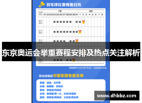 东京奥运会举重赛程安排及热点关注解析